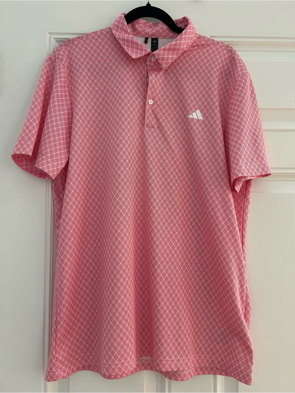 adidas Men’s Pink Diamond-Grid Polo Shirt